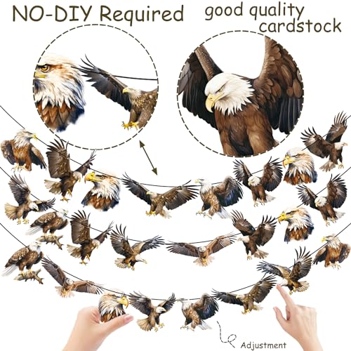 Image of Bald Eagle Banner Eagle Party Decorations Eagle Birthday Party Supplies Bald Eagle Cutout Banners for Fourth of July Patriotic Eagle Party Supplies