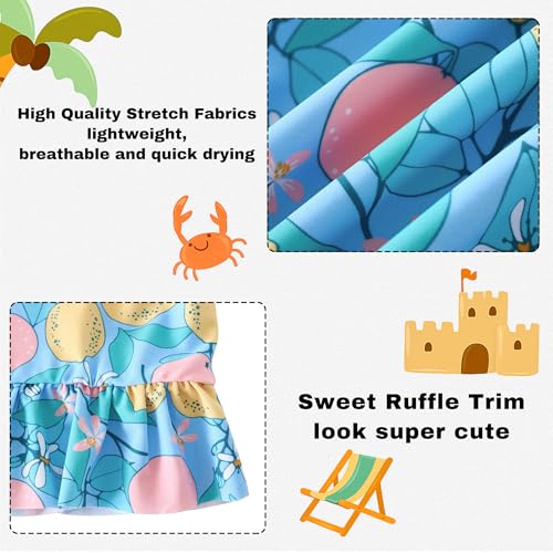 Girls Long Sleeve Rash Guard 2-Piece Swimsuit Set Bathing Suits UPF 50+ Sun Protection 3-8 Years4