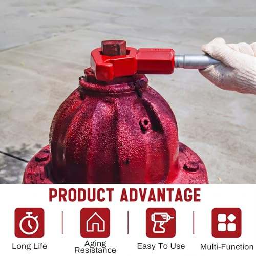 Image of Tandefio 1 Pcs Fire Hydrant Wrench, 1-1 /2 inch to 6 inch, Red | Adjustable Hydrant Key for Utility Crews, Multifunctional Hydrant Wrench for Tightening Fire Nuts Tightening Water Pipes