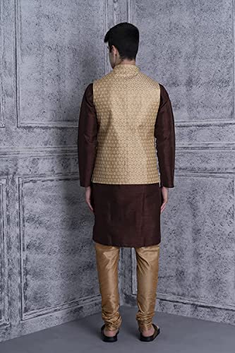 Image of Uri and MacKenzie Men's Silk Blend Kurta Pajama with Designer Ethnic Nehru Jacket /Modi Jacket