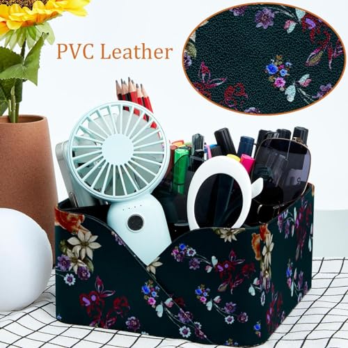 Pot de rangement pour bureau chiot et fleurs avec 4 compartiments ouverts