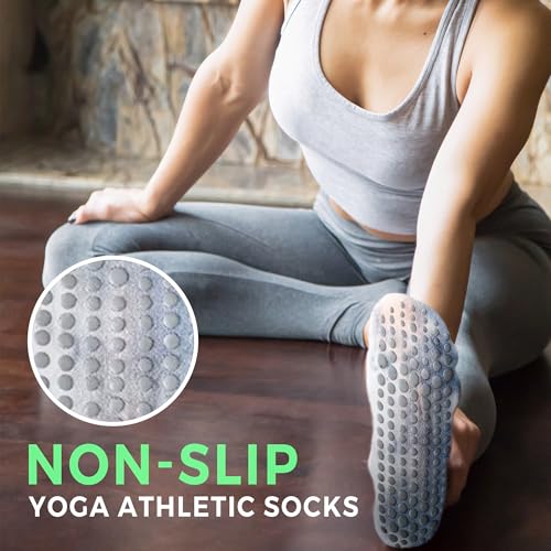 Image of Women Yoga Socks 5 Pairs Pilates Non Slip Socks for Yoga, Gym, Athletic Grippy Camouflage Size US 5-9.5