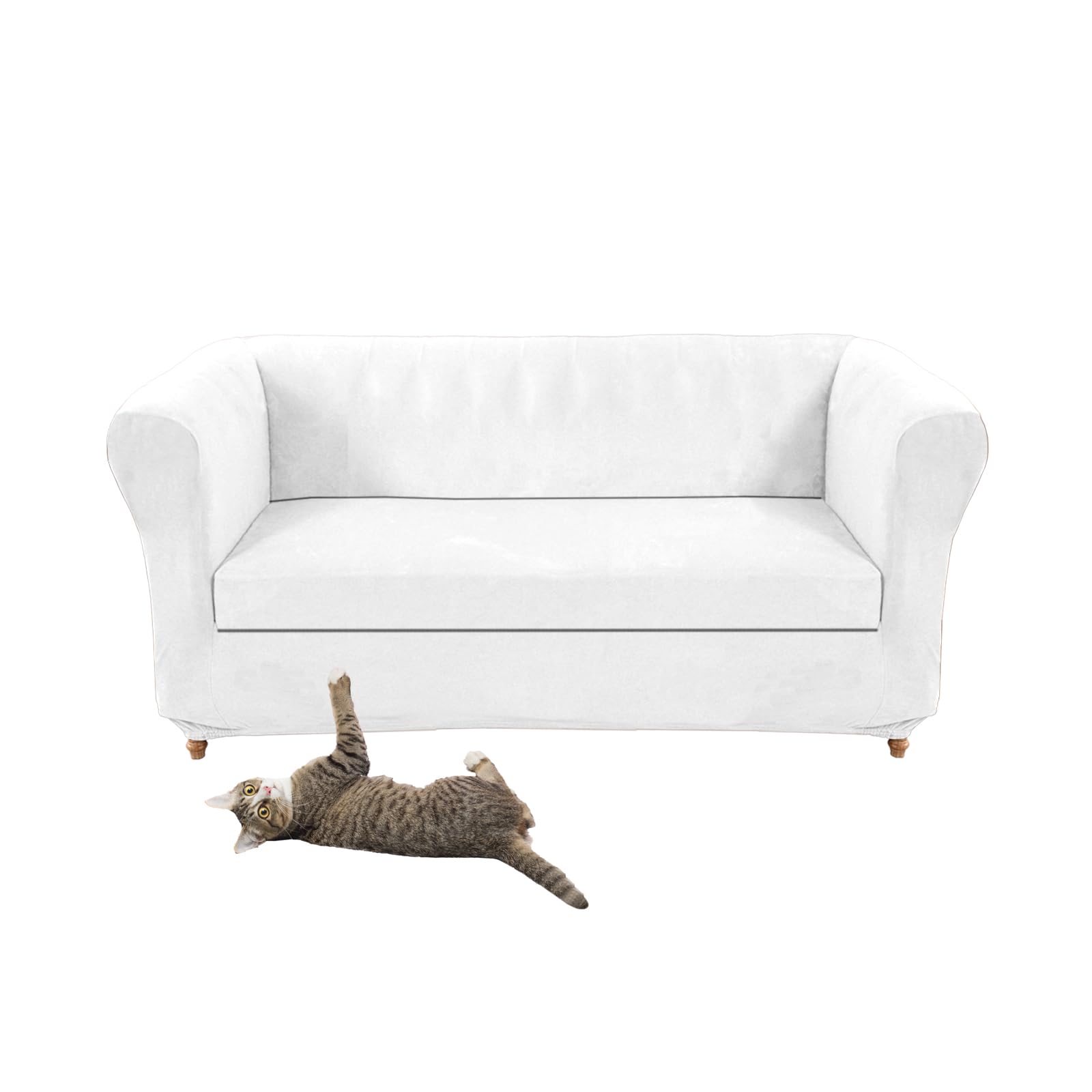 Housse de canapé en velours extensible vert foncé : sauvez votre canapé vintage
