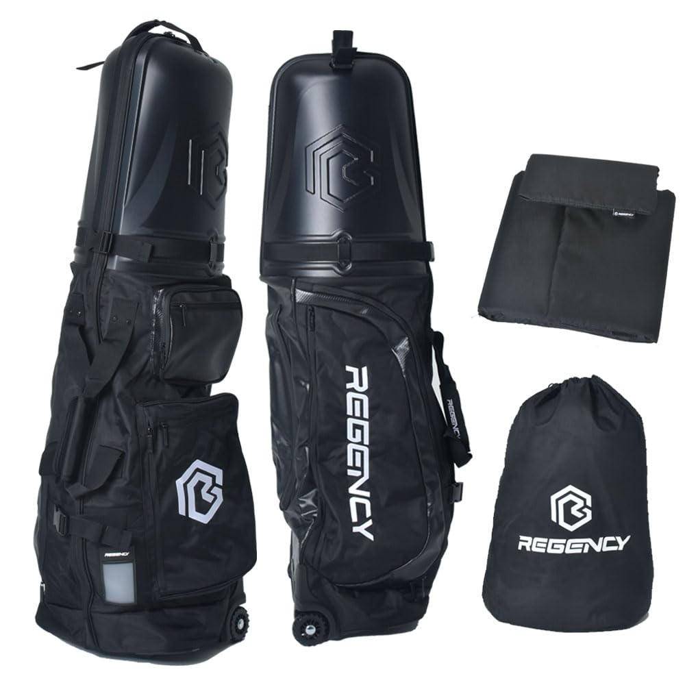 Regency ABS Golf Hard Case Travel Bag - Airline Approved, Wheels, 6 Pockets (ABS Cover, 7mm Pad, 3-Layer Protection) (black)