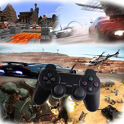 PS2 Wired Controller, Double Shock Dual Vibration Twin Shock Gamepad for Sony Playstation 2, Black - Thumbnail 2