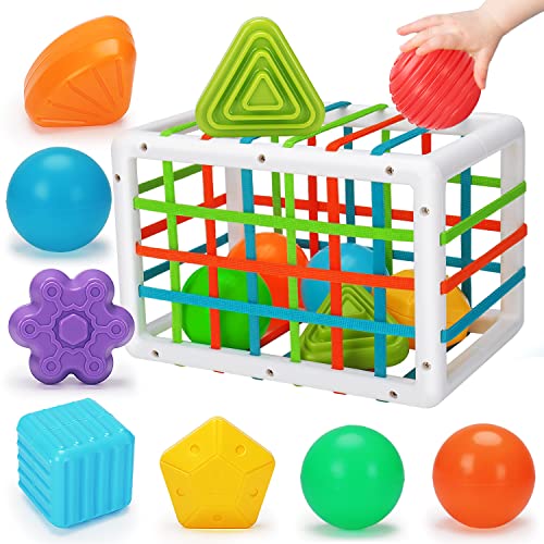 Image of Montessori Shape Sorter & Sensory Building Toys - 6 Baby Ball & Shape Toys for 1-12 Months Old Boys & Girls