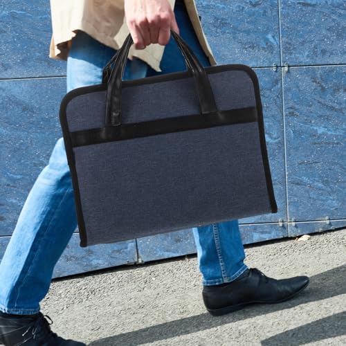 Maletín de negocios elegante en tela Oxford azul con asa reforzada 2
