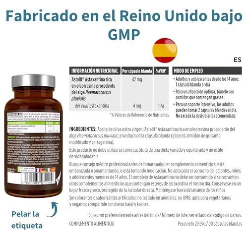 Miniatura 6 de Igennus Astaxantina Natural 4mg, Potente Antioxidante, 90 Cápsulas 1 Al Día, Alta Pureza De Microalgas H. Pluvialis, Origen Controlado, Ingredientes Puros, Suplemento Vegano