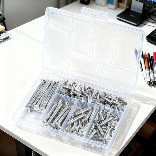 Ywmimn 150 Pcs Wood Screws Assortment Kit, 6 Sizes High Hardness Assorted Screws Set, Phillips Drive, Long and Small Self-Tapping Screws for Wood (2”,1-1/2”,1-1/4”,1”,3/4”,1/2”) - Thumbnail 4