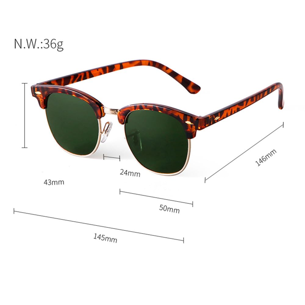 Occhiali da sole quadrati con rivetto a mezza montatura Occhiali da sole da donna retrò da uomo rotondi Leopard Driving Occhiali da sole con paralume UV400