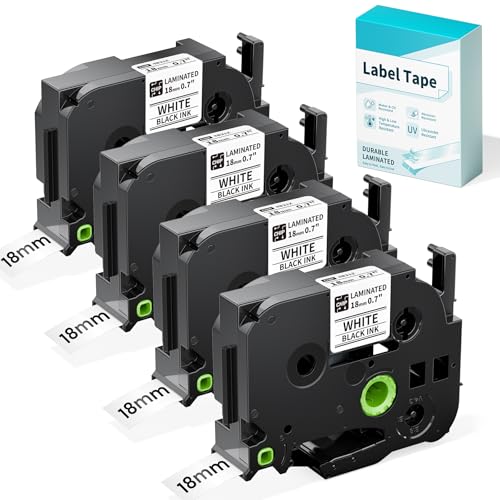 EazeID 18mm ���x���e�[�v TZe-241 Brother P Touch Tze TZ Tape 18mm 0.7 ���~�l�[�g�z���C�g TZe241 PTouch Label Maker PTD410 PT-D400 PT-D610BT PTD