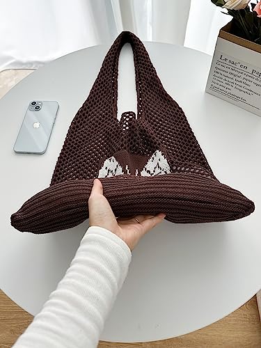 Image of ENBEI Beach Bag Crochet Tote bag for Women,Aesthetic Boho Large Bag,Foldable&Lightweight,Shopping,Beach,Travel,Daily Use