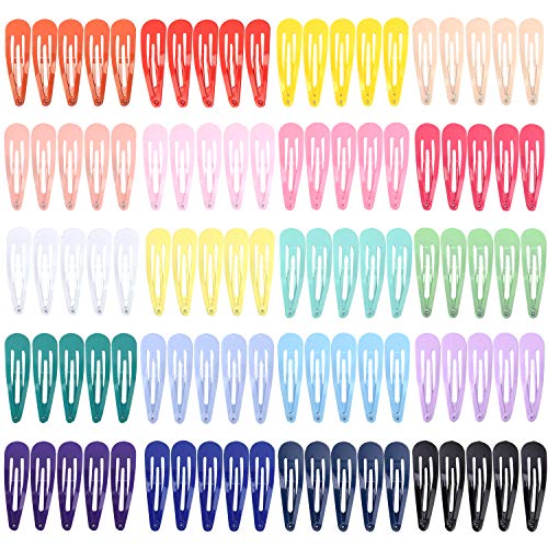 Snap Hair Clip 100PCS 2 inch Metal Non-Slip Hair Barrettes in 20 Colors for Girls, Teens and Women Adults