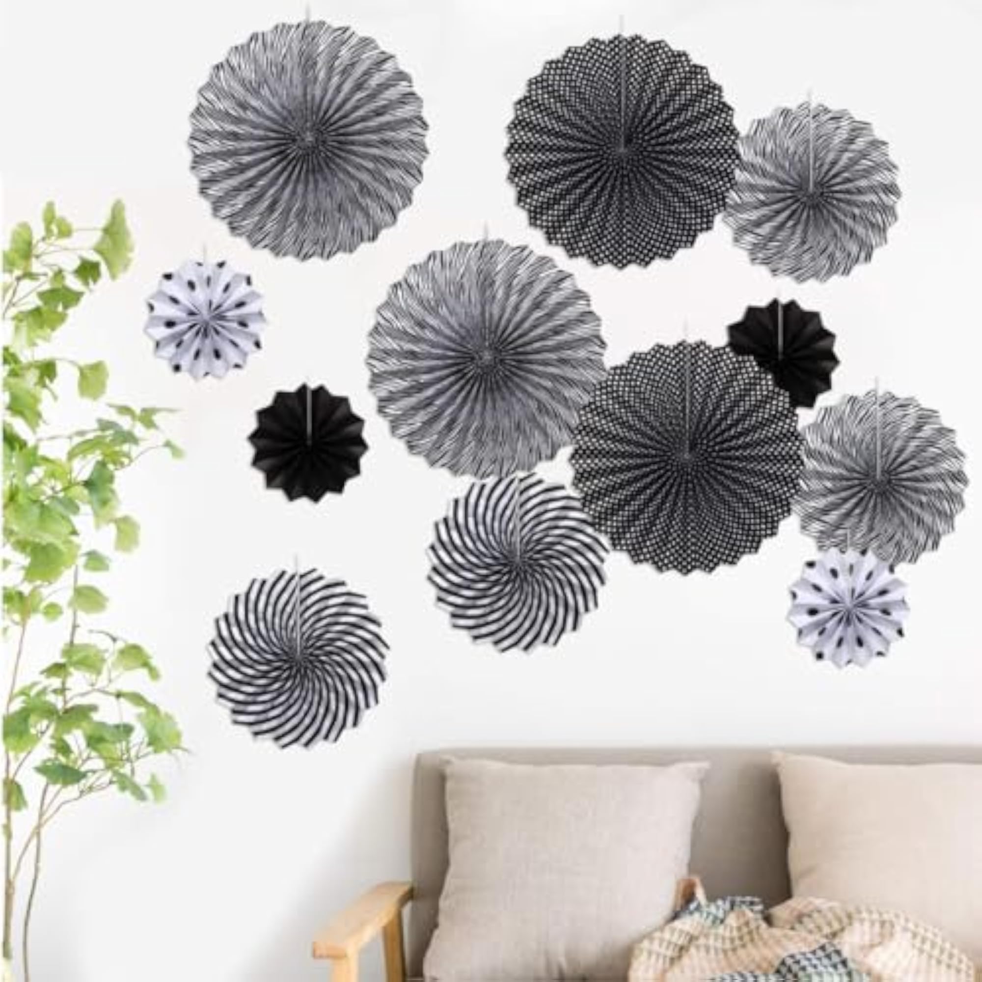 Hanging Paper Fans Decoration Set, Birthday Party Accessories