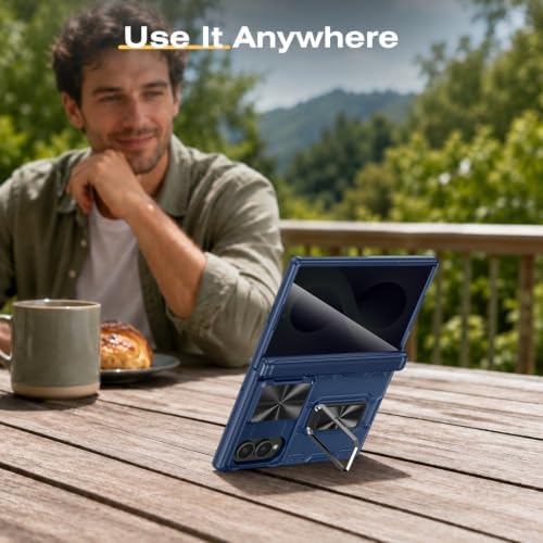 VEGO for Galaxy Z Fold 8 Case with Stand & Privacy Screen Protector,Blue — view 7