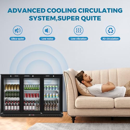 Kichking AP-BAR-BBT350H 11.4 Cu.Ft Back Bar Cooler 53.2 Inch W Beverage Refrigerator, 3 Low-E Glass Doors, Counter Height Bar Fridge, Commercial Display Refrigerator Anti-Fog thumb #7