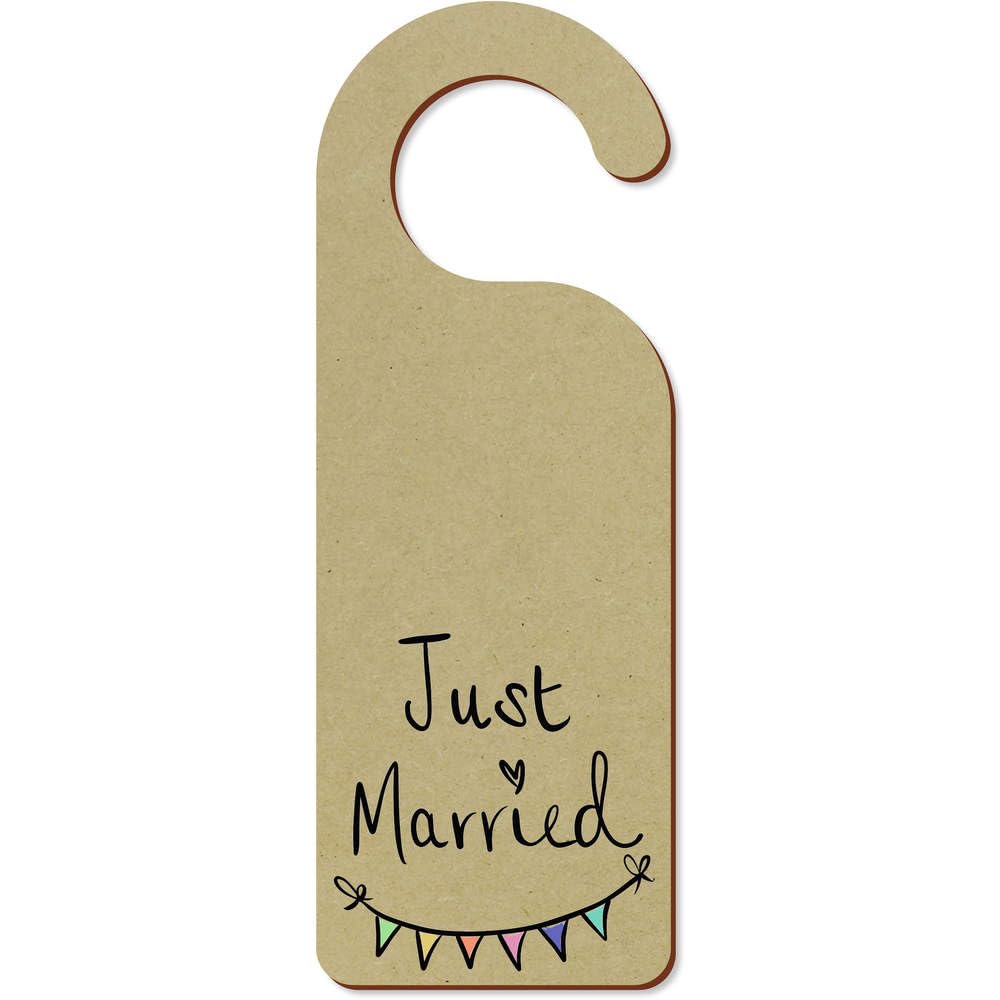 Azeeda 'Just Married with Bunting' Door Hanger Sign (DH00050512)