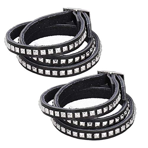 Punk Armband, 2 Stück verstellbare Niet Leder Armbänder Manschette Punk Rock breite Armbänder Hip Hop Armband für Männer Frauen Cover