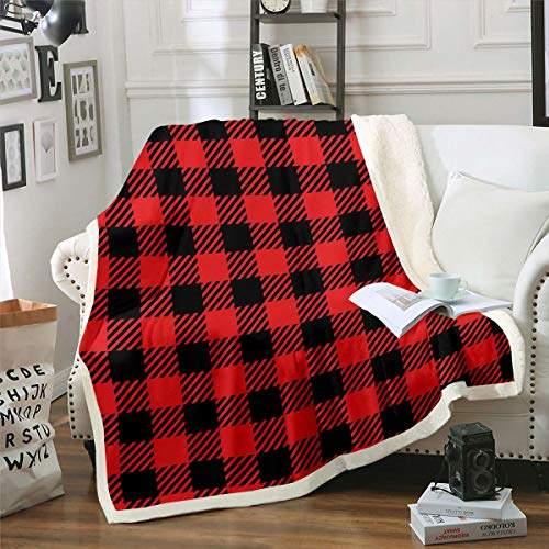 Couverture en Sherpa Rouge et Noir pour Soirée Cocooning