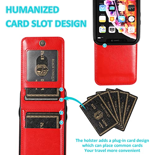 Image of iPhone XR Wallet Case with Credit Card Holder for Women Men PU Leather Wallet Case for iPhone XR Case 6.1 inch (Red)