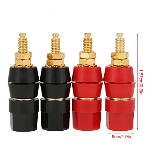 4 Pzs Conector Banana Panel Audio Negro y Rojo miniatura 2