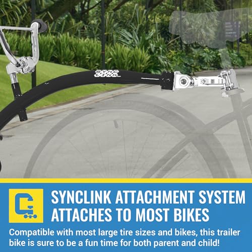 Image of KaZAM Co-Pilot Bike Trailer - 20 Inch Bike Trailer with Adjustable BMX Stem and Handlebar - Lightweight Aluminum Frame and Padded Saddle for Cycling - Perfect for Family Rides