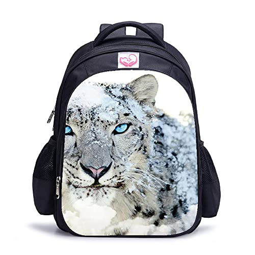 Sac à dos imprimé en 3D Snow Leopard pour adolescent : grand sac d'école ado mixte de 16"