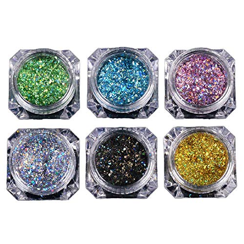 Unregelmäßiger Glasnagel Glitter Glitter Hologrphic Mix Farbdesign Glänzende Pailletten Flocken Nail Art Dekoration-6…