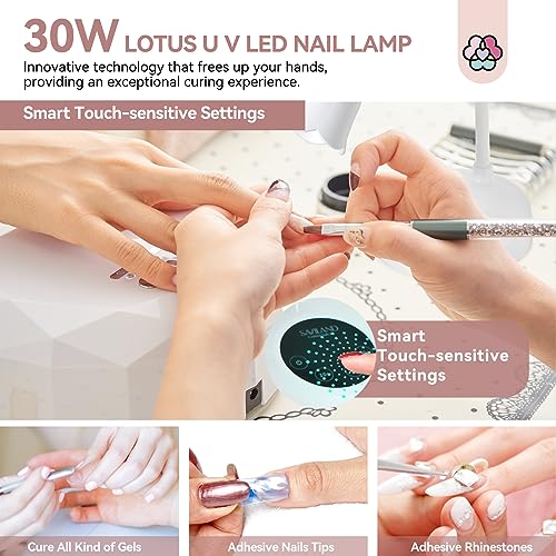 Image of SAVILAND Intellisense Nail Lamp-30W Gel X Lamp Mini Cordless Nail Lamp for Gel Nail Polish, Rechargeable LED Flash Cure Lamp Gel Nails Quick Drying Goosenecks U V Lamp for Nail Salon Home DIY Manicure