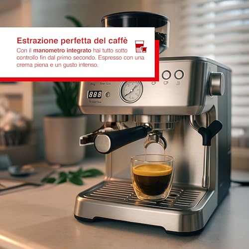 Solis Grind & Infuse Perfetta 1019 Macchina Da Caffè Con Macinacaffe Incorporato - Macchinetta Caffe Acciaio Inox - Macinacaffè Zero Static Integrato - 2.6L - 16 Bar - Acciaio Inossidabile - Argento - 4