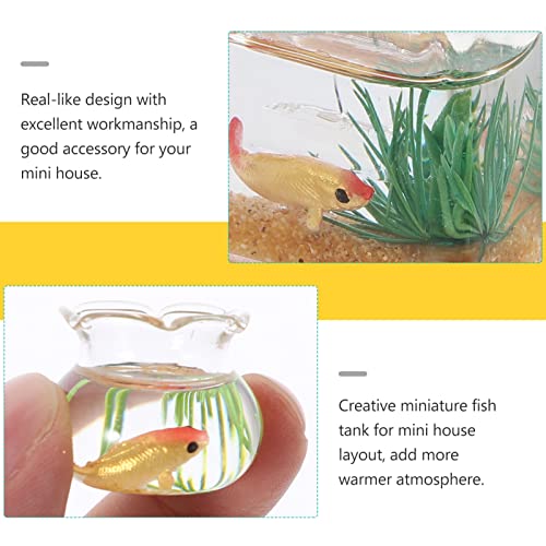 Kisangel 2Pcs Miniature Fish Bowl Fish Tank Mini Fish Tank Accessories ( The Color Of Fish Is Random ) #TOP6