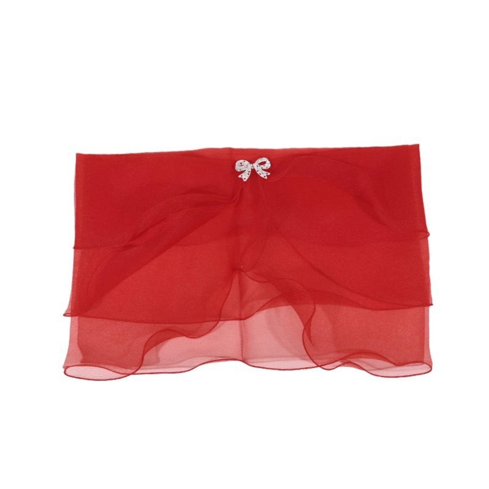3 Tier Bridal Shawl Lightweight Wedding Dress Cover up Ruffle Border Evening Wrap Elegant Diaphanous Gauze-Like Material Stole, Red|Clothing, Shoes & Accessories | Wedding & Formal Occasi-image-10