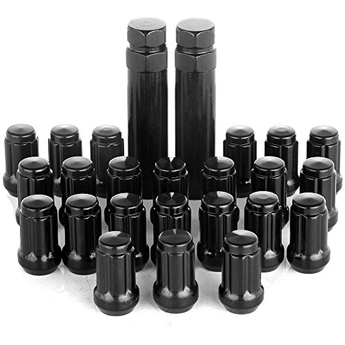ECCPP Replacement fit for 23Pcs Black Jeep Lug Nuts 6 Spline Tuner 1 2 -20 & 2 Keys 5X5 5X4.5