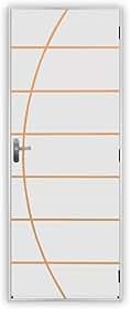 Kit Porta de Madeira Decorada 212x75cm com Batente de Alumínio 3,6cm Neblina MGM Branca