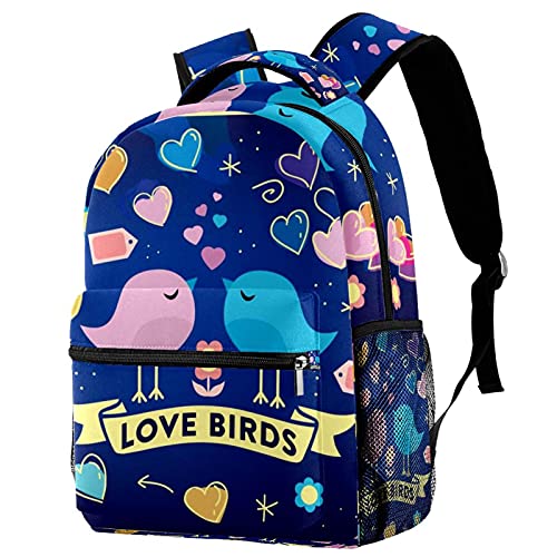 Sac à dos oiseau d'amour bleu idéal pour les livres d'école au quotidien