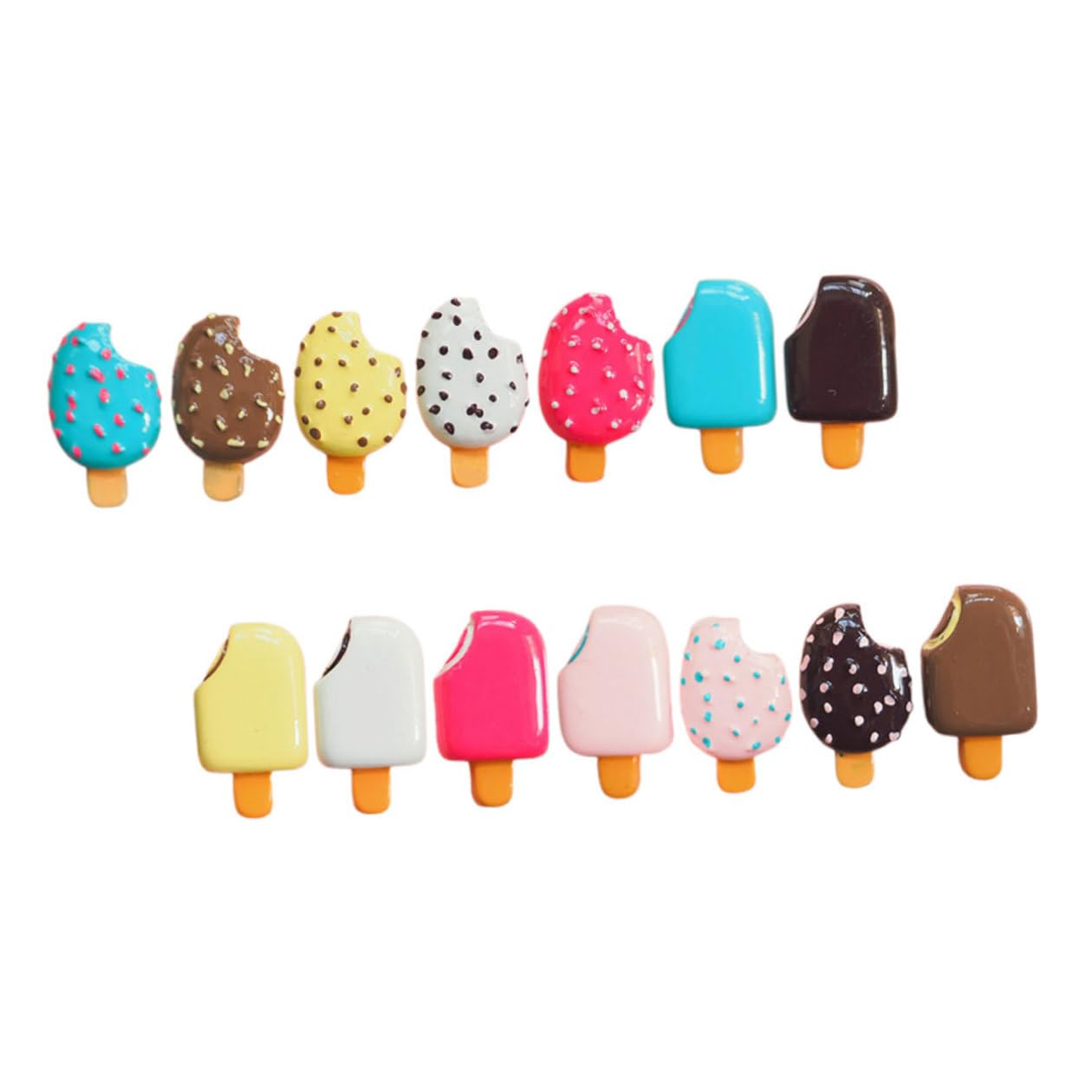 UPKOCH 14Pcs Mini Ice Cream Charms Fake Ice Pops Resin Food Decorations for Diy Phone Case Craft Party Favors Colorful Simulation Cream Toys