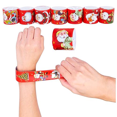 Image of PARTEET (12PCS Christmas Slap Bands for Kids|Santa Claus and Reindeer Theme Slap Bracelets, Wristband for Boys and Girls|Party favours & Christmas Return Gifts for Kids