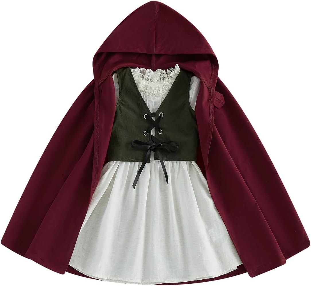 Canis Toddler Baby Girls Halloween Medieval Costume 3PCS Hobbit Outfit