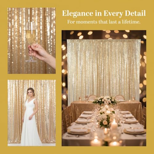 ShinyBeauty Gold Sequin Backdrop Curtains 2 Panels 4x10ft Wedding Decor by ShinyBeauty - Used condition - Image 5