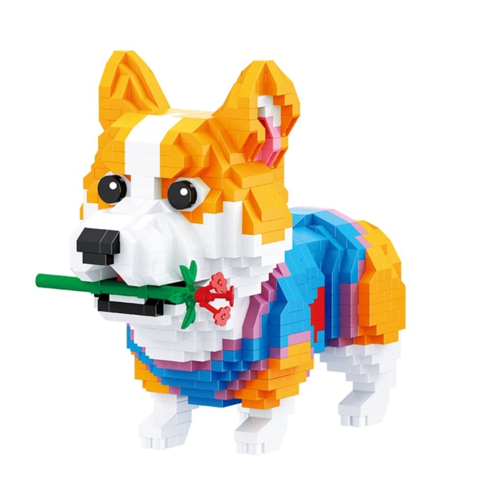 Mini Building Blocks Animal Set, DIY Micro 3D Building Toy Bricks Christmas (Corgi 997pcs)
