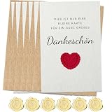 Danke Karten 6er Set mit Umschlag aus Kraftpapier und goldene fkleber
