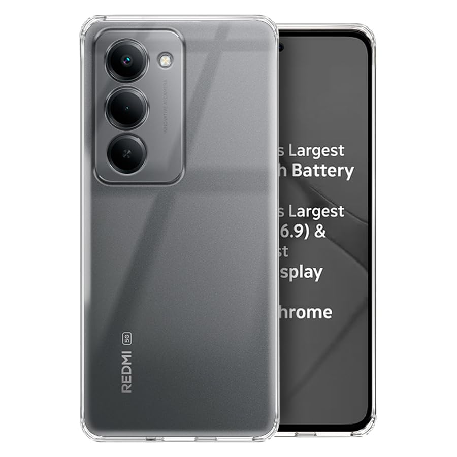 Image of Fashionury Crystal Clear Case for Redmi 15 5G | Yellowing Resistance | Transparent TPU Silicone | Raised Camera Lips | Slim Transparent Cover