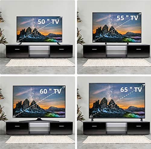 TUSY TV Stand for TV Up to 65 Inch, Media Console Entertainment Center Television Table, 2 Storage Cabinets with Open Shelves for Living Room Bedroom, Black