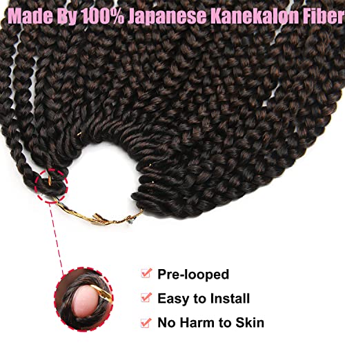 18 Inch 144 Roots/Pack Crochet Braids Hair Box Crochet Braids With Curly Ends Ombre Brown Box Braid Crochet Hair Crochet Hair For Women Braiding Hair Extensions (Black&Brown(1B/30)) #TOP2