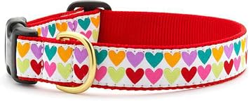 Up Country Valentine and Hearts Pattern Dog Collars and Leashes Pop Hearts Dog Collar, Medium 12 to 18 Inches 1 Inch Wide Width