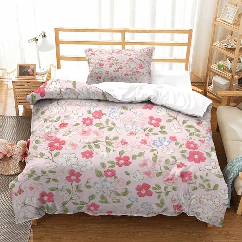 Juego de cama con cremallera y estampado digital 3D floral de microfibra transpirable 3