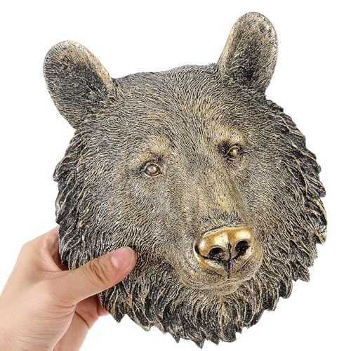 Sculpture tête d'ours en résine TOKIDNY avec détails fins pour une ambiance artistique unique