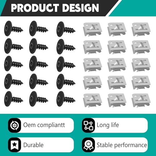 Image of 15Sets Fender Liner Bumper Cover Splash Shield Scew Nut Kit, Compatible with VW GoIf Jetta Passat Tlguan AUD A4 A6 A7 A8 Q5 RS5 S6 S7 S8, N90974701 N90959101