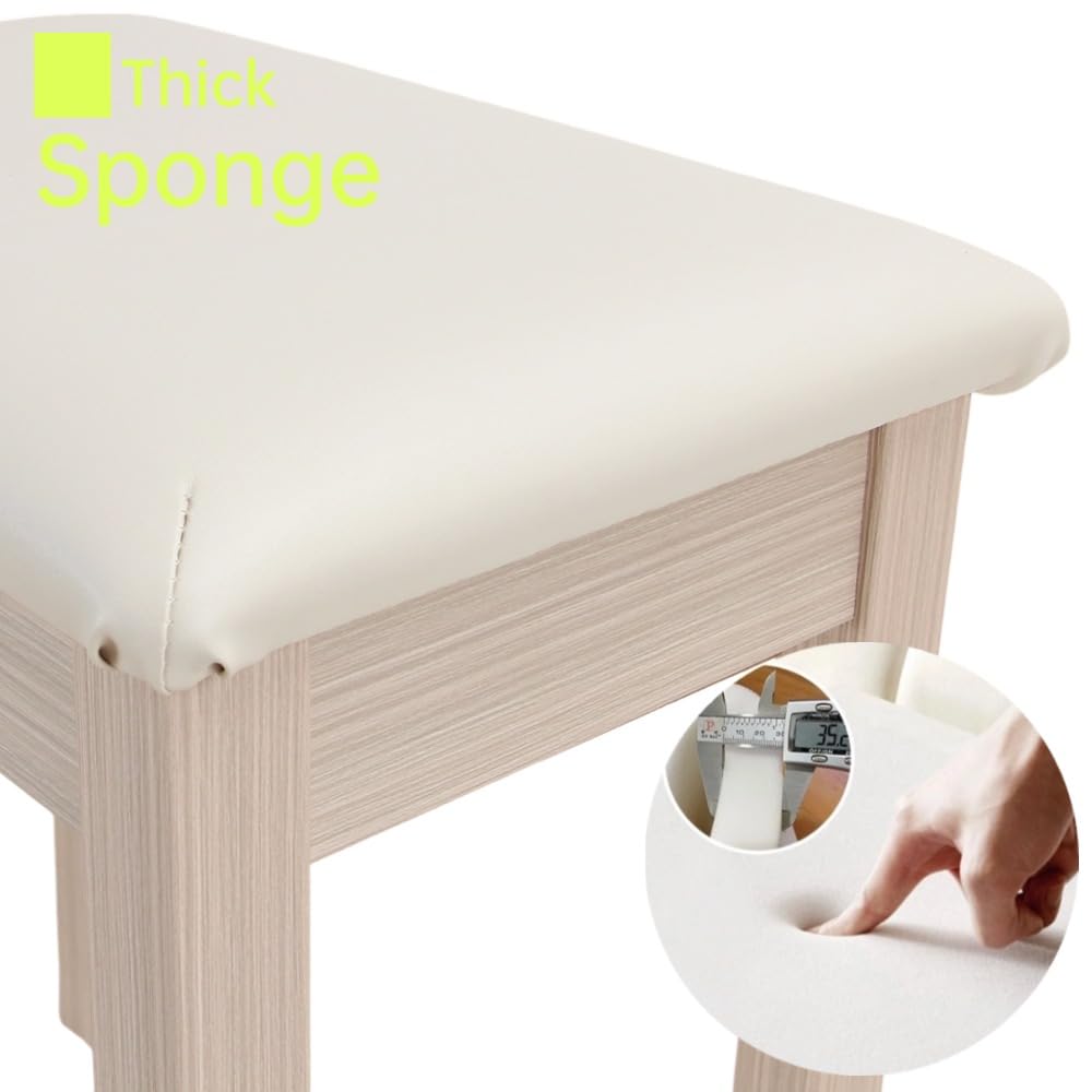 Sanpuli Einzelne Klavierbank aus Massivholz, Klavierhocker, Klavierbank mit Aufbewahrung/Keyboardbank, hochdichtes Schwammkissen für lange Nutzungsdauer. Tragkraft 136 kg (Beige)
