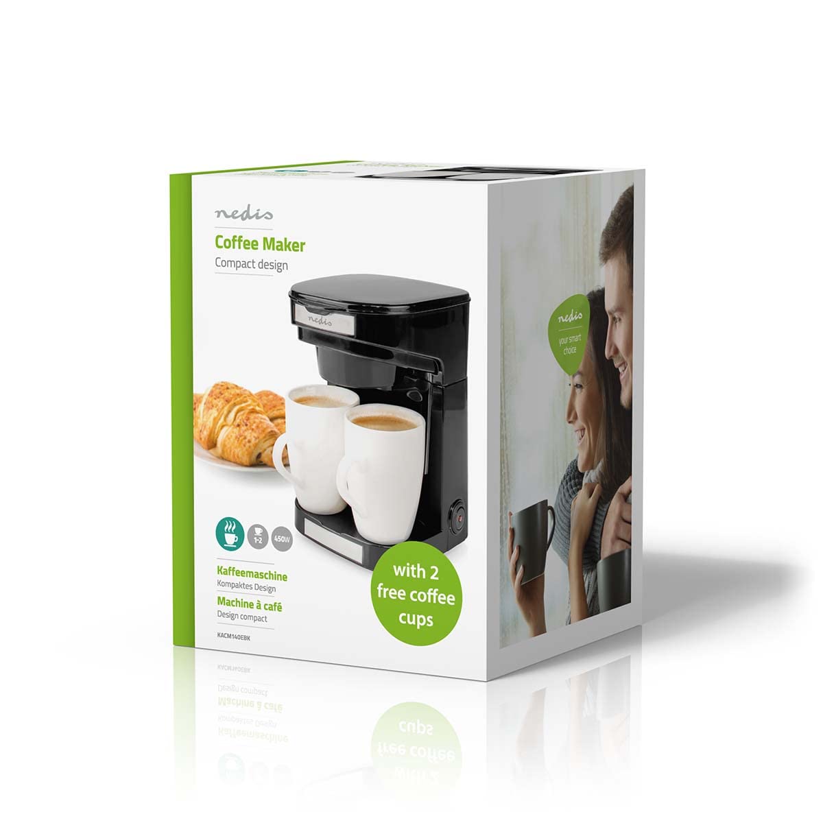 NEDIS KACM140EBK Cafetière noir Nombre de tasse=2